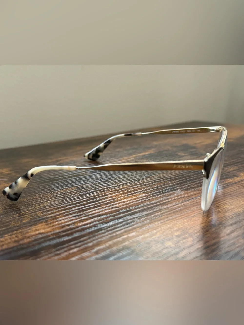 Prada Gold and Silver Metal Eyeglasses